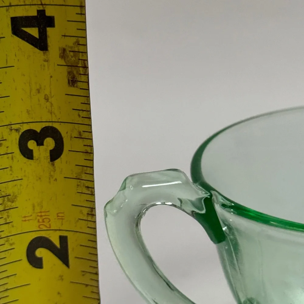 Vintage Green Uranium Glass Teacup Footed Scalloped Base UV Glow